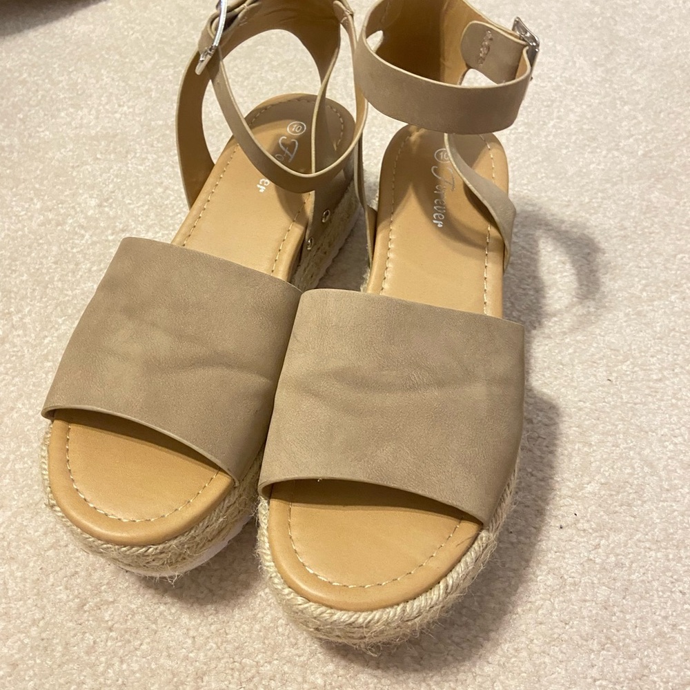 Tan Espadrille Platform Sandals
